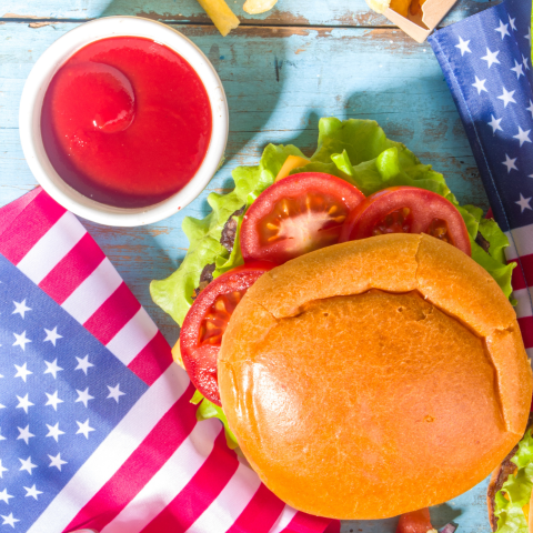 burger and American flag