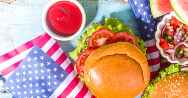 burger and American flag